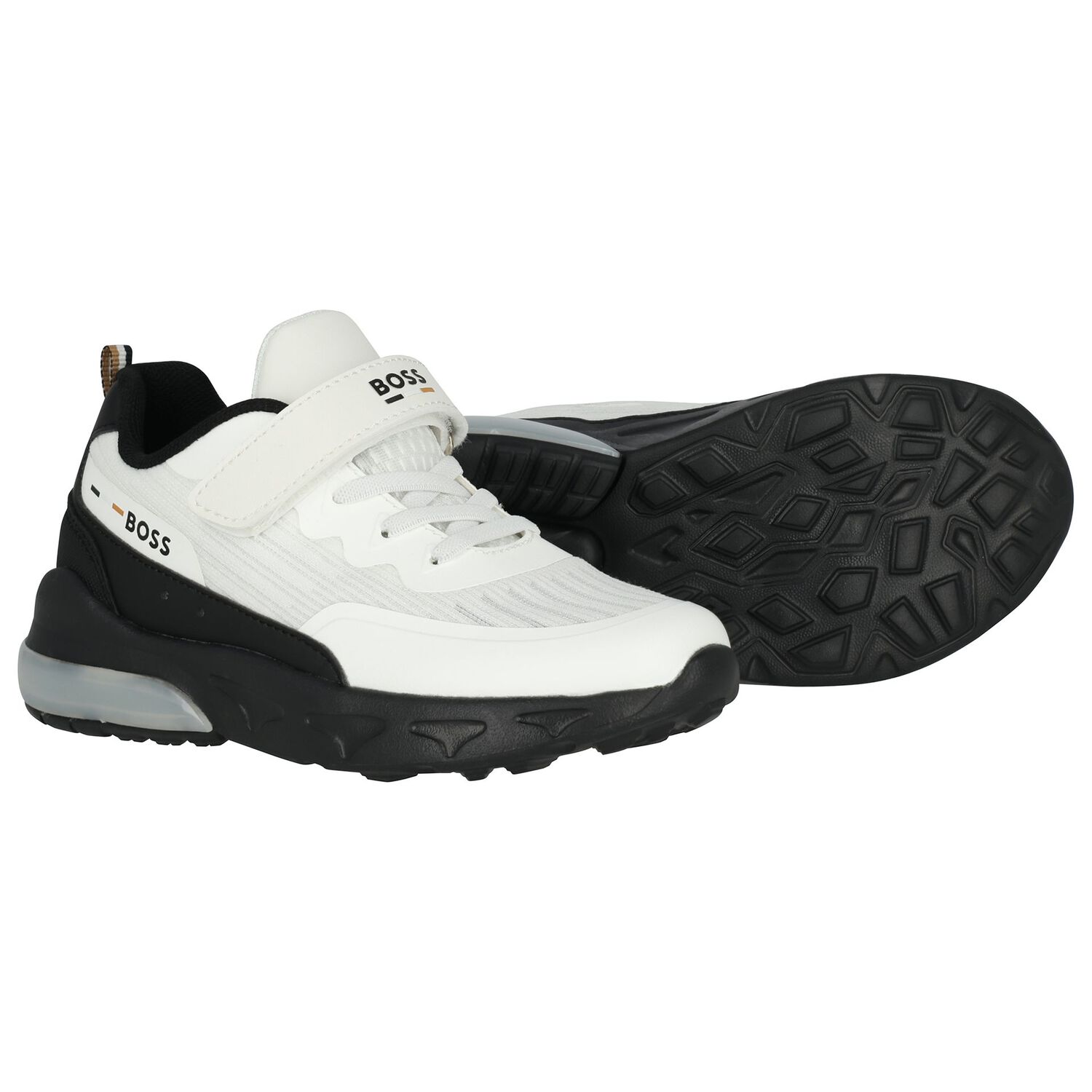 Boys White Logo Trainers, 1, hi-res