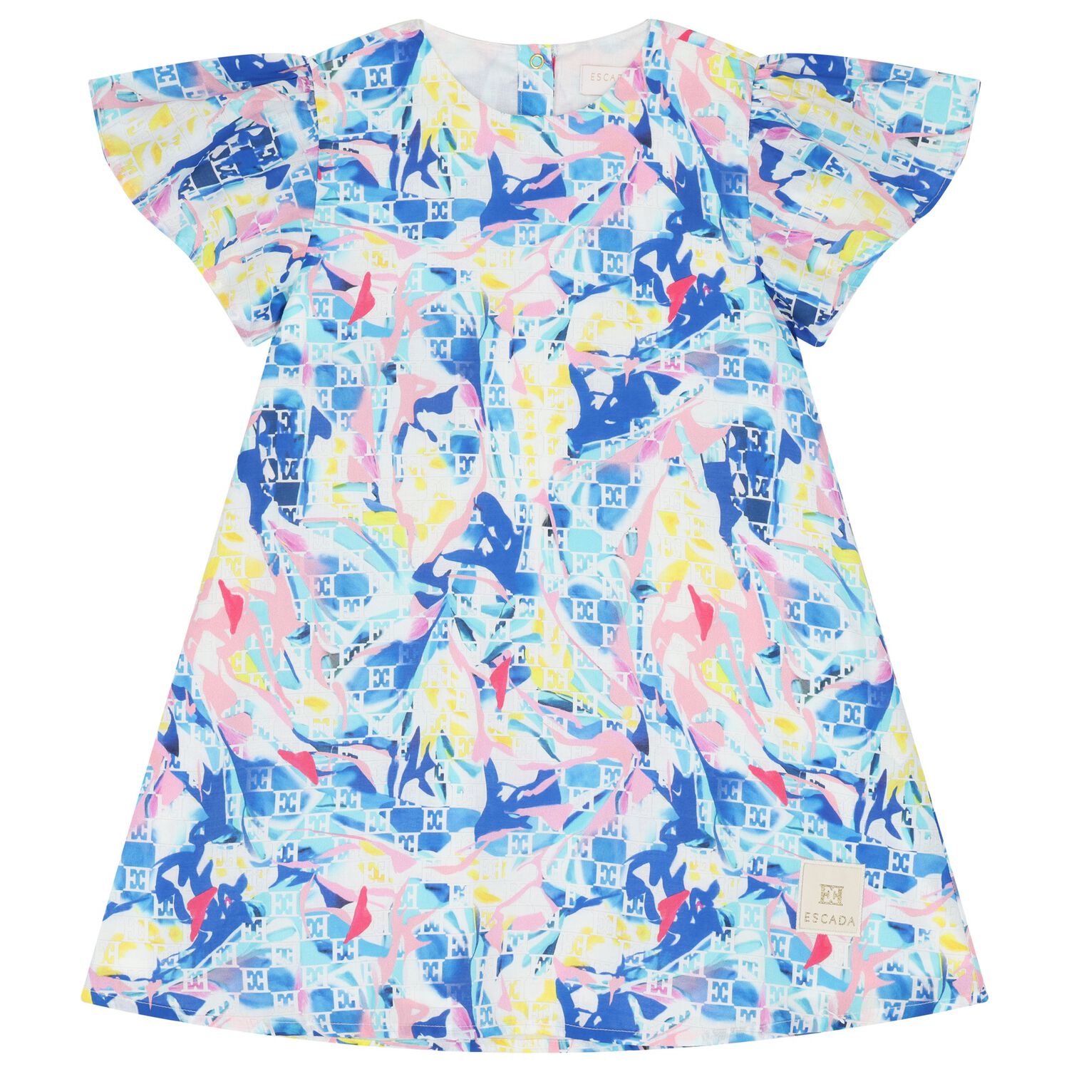 فستان بنات بالشعار متعدد الألوان , 1, hi-res