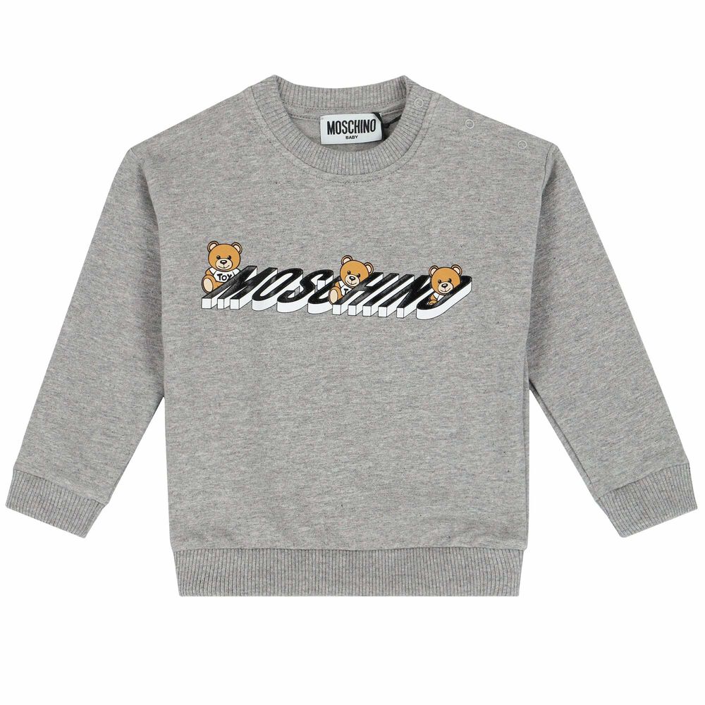 Moschino Grey Teddy Logo Sweatshirt | Junior Couture UAE