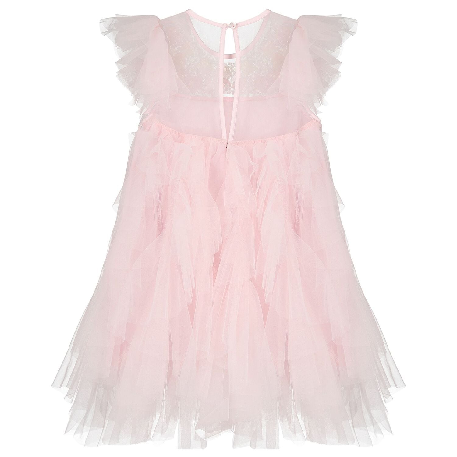 Girls Pink Ruffled Tulle Dress, 1, hi-res