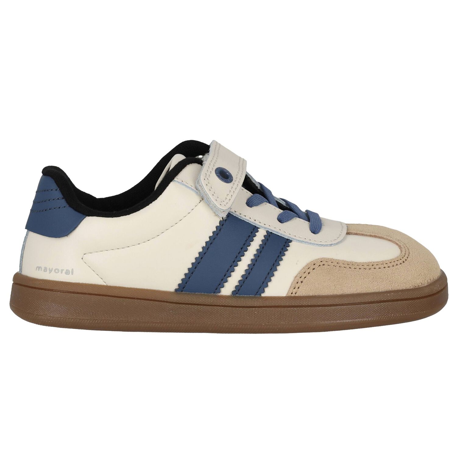 Boys Blue & White Leather Trainers, 1, hi-res