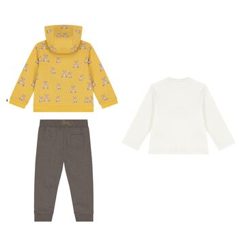 Baby Boys Yellow, Ivory & Beige 3 Piece Tracksuit