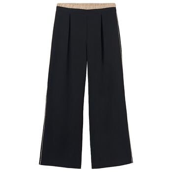 Girls Black Pleated Trousers