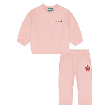 Younger Girls Pink Logo Tracksuit