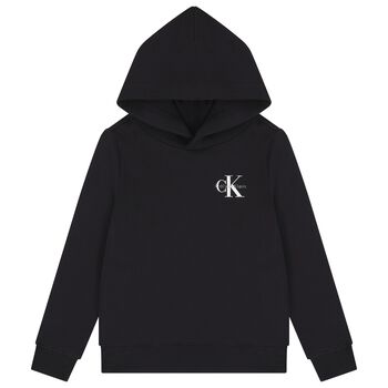 Boys Black Logo Hooded Top 