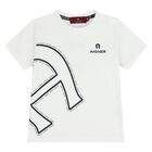 Youngers Boys White & Navy Blue Logo Shorts Set, 1, hi-res