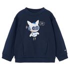 Boys Navy Blue Robot Sweatshirt, 1, hi-res