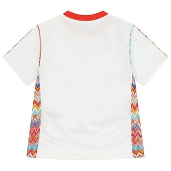 تيشيرت بنات بالشعار باللون الابيض 