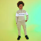 Boys Beige Logo Tracksuit, 2, hi-res