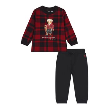 Baby Boys Red & Black Tartan Tracksuit