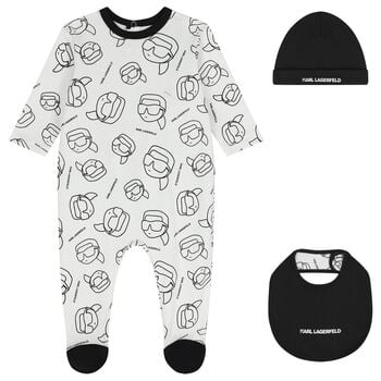 Baby Boys White & Black Ikonik Babygrow Gift Set