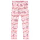 Girls White & Pink Zig Zag Leggings, 1, hi-res