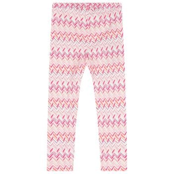 بنطلون ضيق باللون أبيض ووردي بنقشة متعرجة للبنات