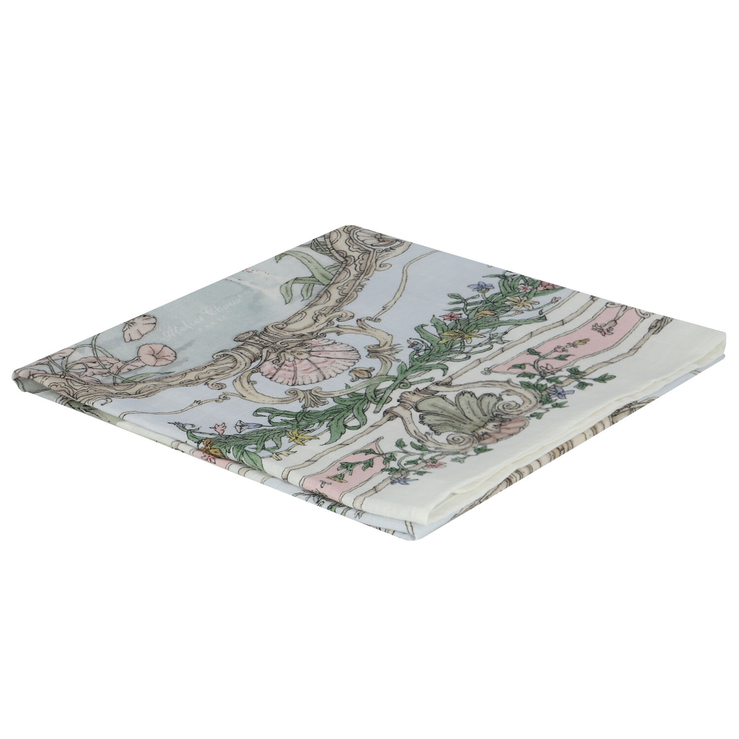 White & Blue Tapestry Swaddle Carré Baby Blanket, 1, hi-res image number null