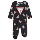 Baby Navy Blue Logo Teddy Bear Babygrow, 3, hi-res