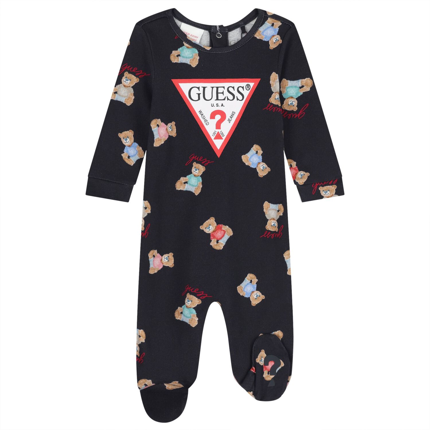 Baby Navy Blue Logo Teddy Bear Babygrow, 3, hi-res