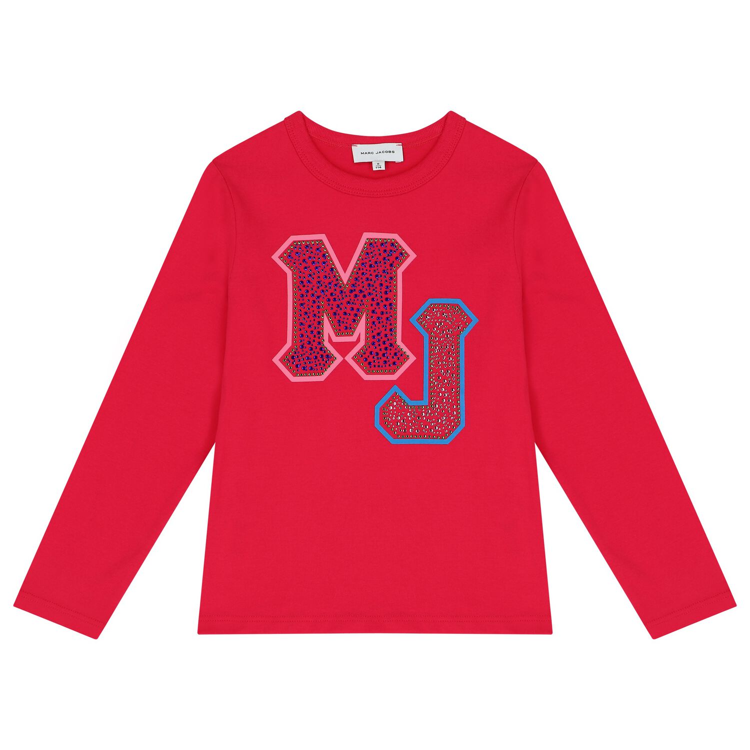 توب بنات بأكمام بالشعار مطرز باللون الوردى, 1, hi-res