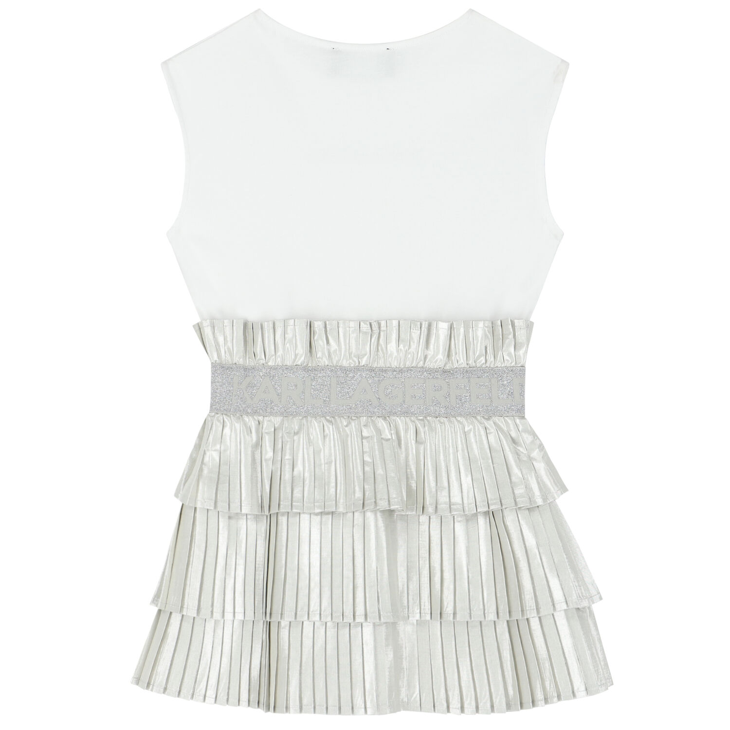 فستان بالشعار باللون الفضي والأ[يض , 1, hi-res
