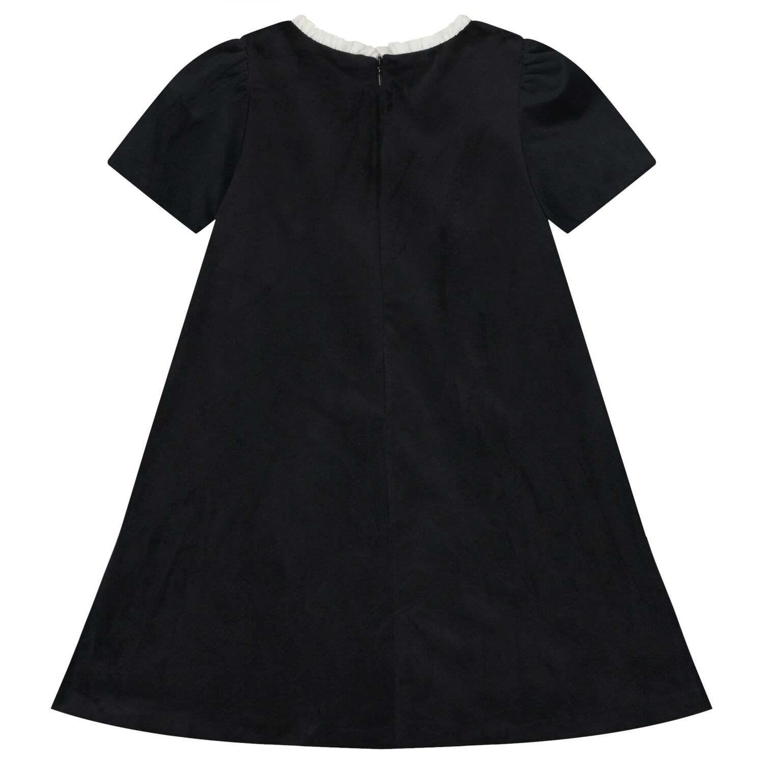 Girls Black & Ivory Bow Velvet Dress, 1, hi-res