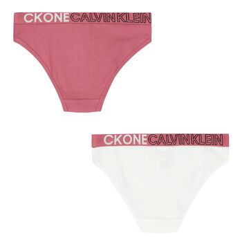 Girls Pink & White Bikini Brief (2-Pack)
