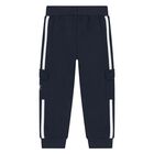 Younger Boys Navy Blue Logo Joggers, 1, hi-res