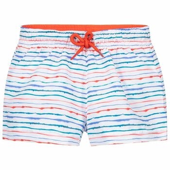 Boys Green, Blue & Red Striped Swim Shorts