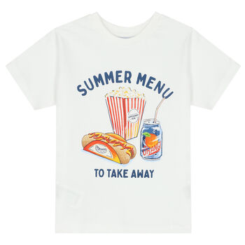 Boys White Popcorn T-Shirt