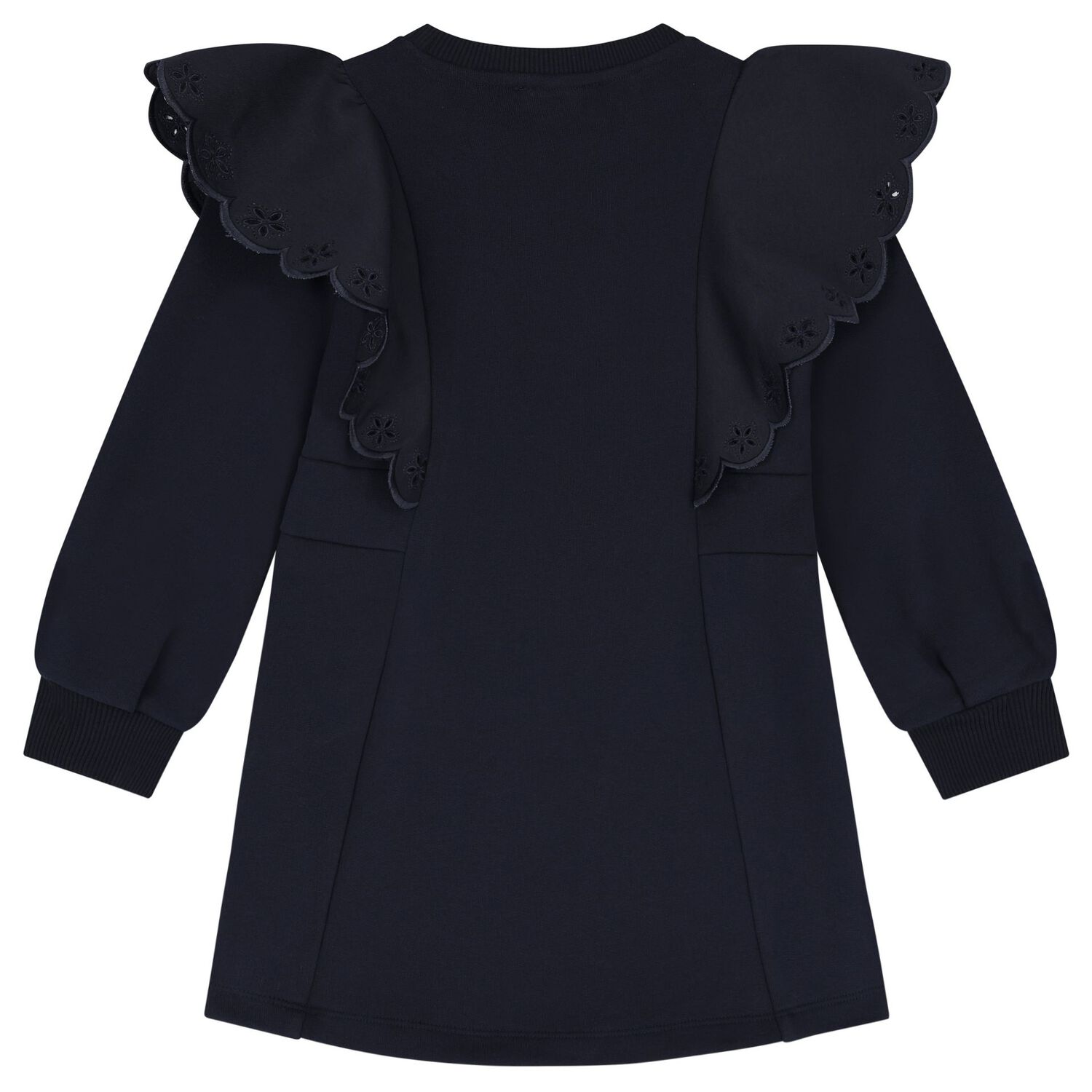 Girls Navy Blue Logo Flower Dress, 2, hi-res