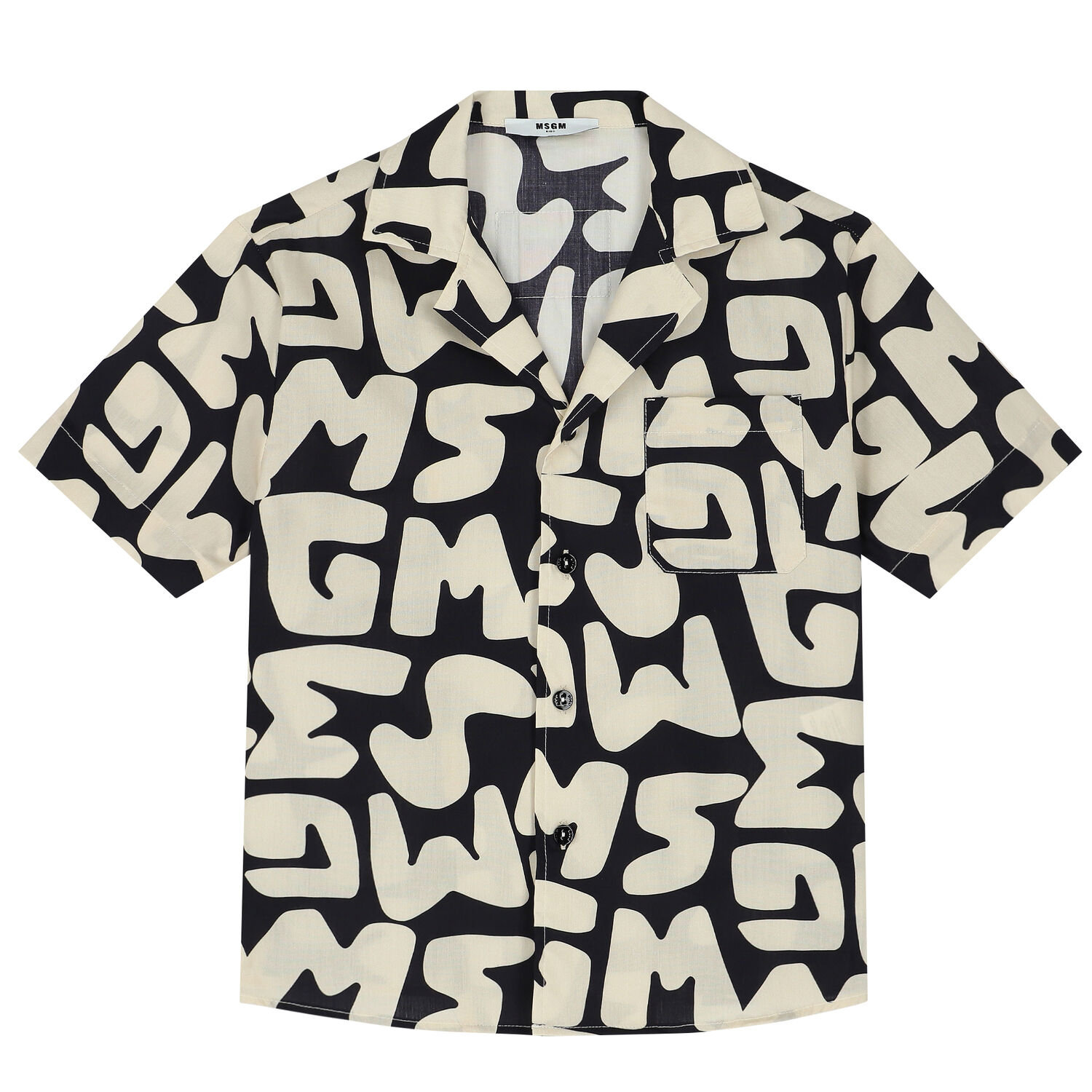 Boys Black & Ivory Logo Shirt, 1, hi-res