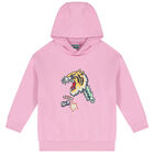 Girls Pink Varsity Tiger Hooded Top, 1, hi-res