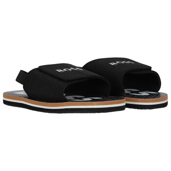 Boys Black Velcro Sandals