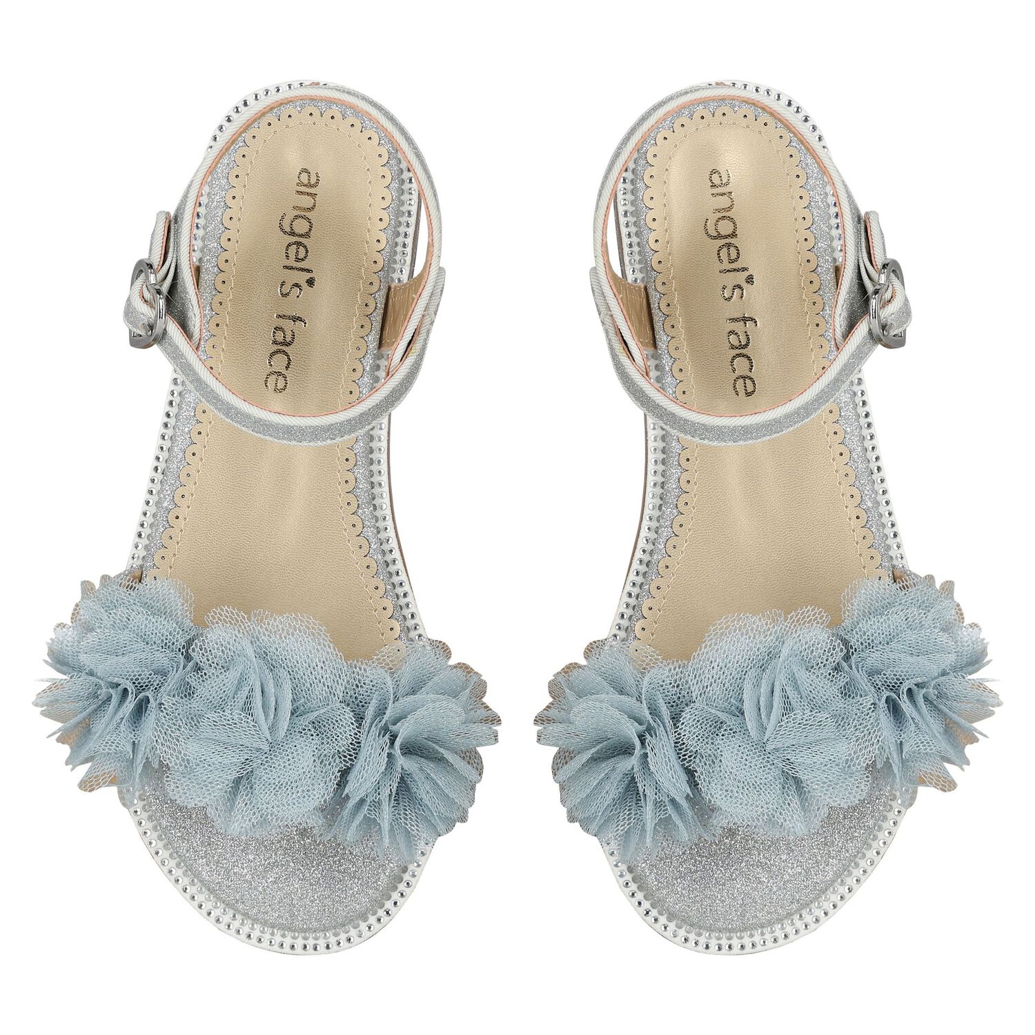 Girls Silver Flower Sandals, 2, hi-res image number null