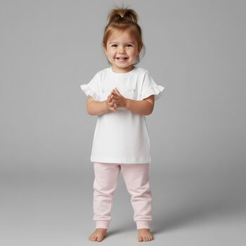 تيشيرت بنات بالشعار باللون الابيض 