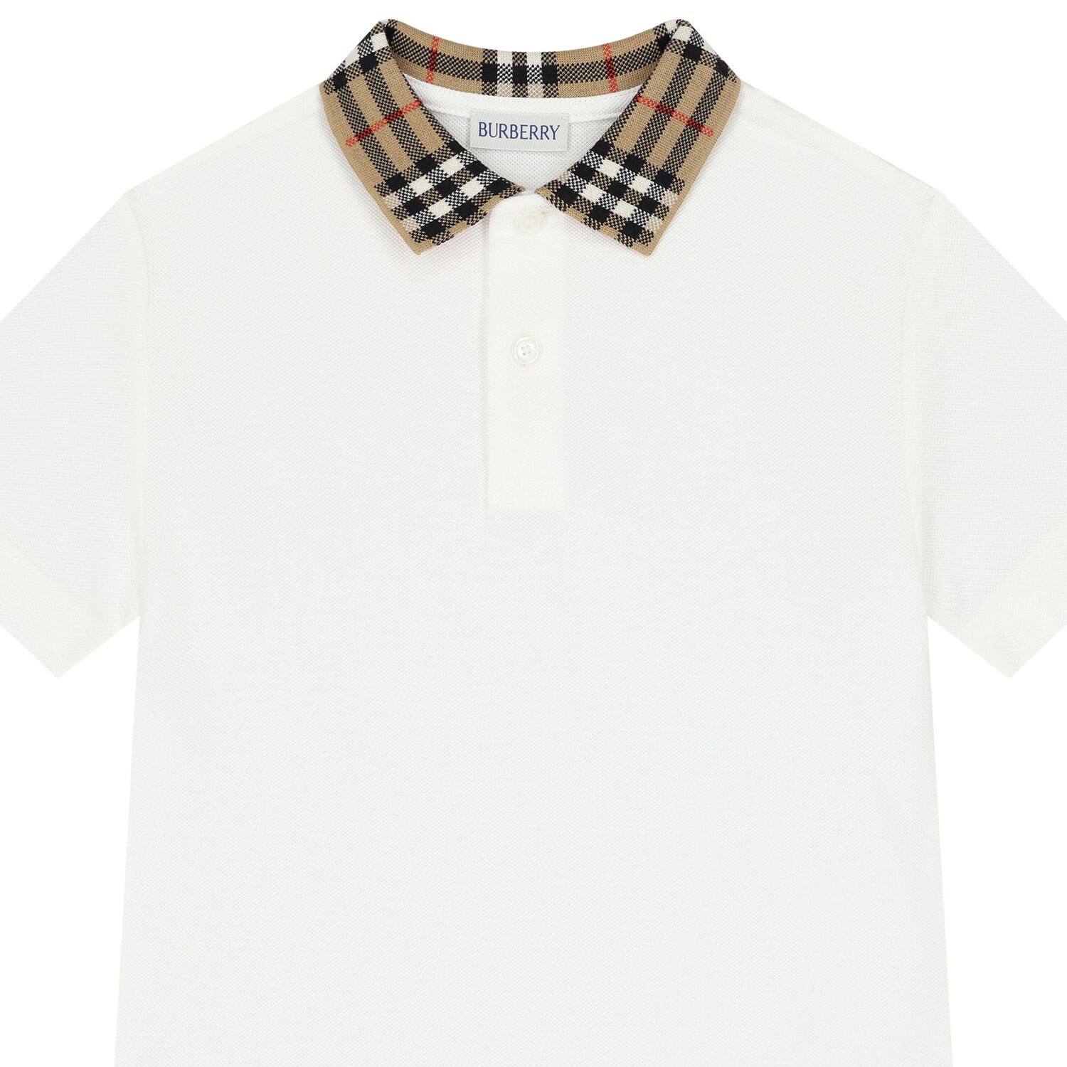 Boys White Logo Check Polo Shirt, 1, hi-res image number null