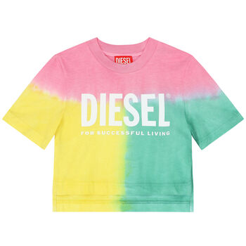 Girls Pink, Yellow & Green Logo T-Shirt