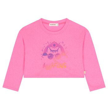 Girls Pink Cat Long Sleeve Top