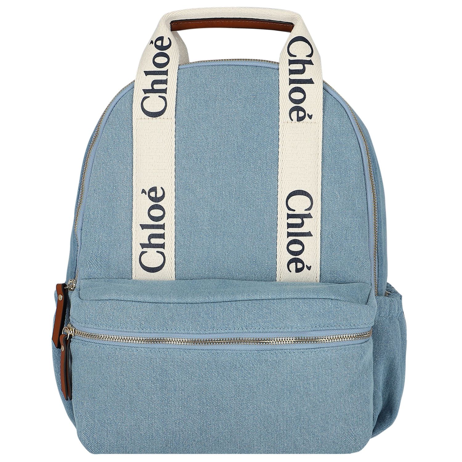 CHLOE Girls Blue Denim Logo Back Pack | Junior Couture UAE