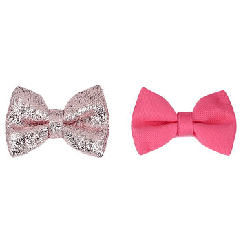 Girls Pink & Rose-Gold Bow Hair Clips ( 2 Pack )