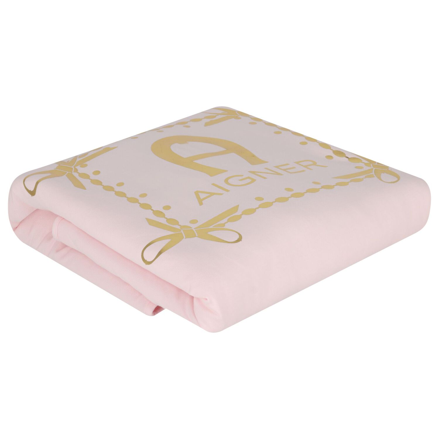 Baby Girls Pink & Gold Logo Blanket, 2, hi-res