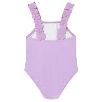 Younger Girls Purple Floral Swimsuit