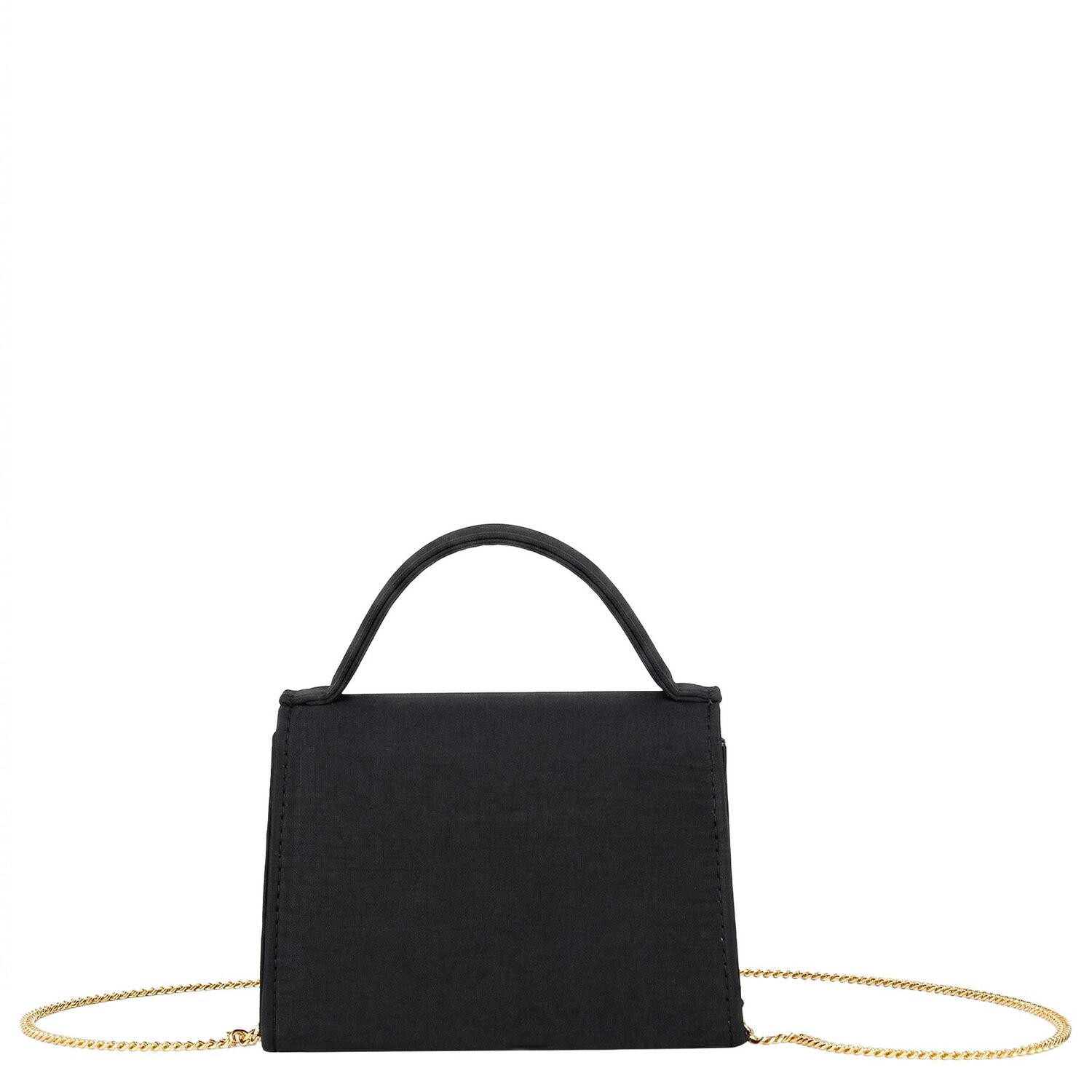 Girls Black Satin Handbag ( 13cm ), 2, hi-res
