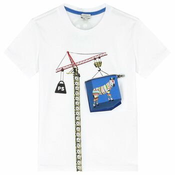 Boys White Graphic T-Shirt