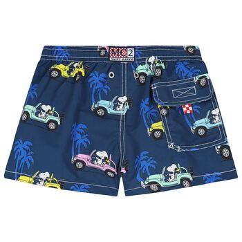 Boys Navy Blue Snoopy Swim Shorts