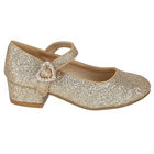 Girls Gold Glitter Shoes, 1, hi-res