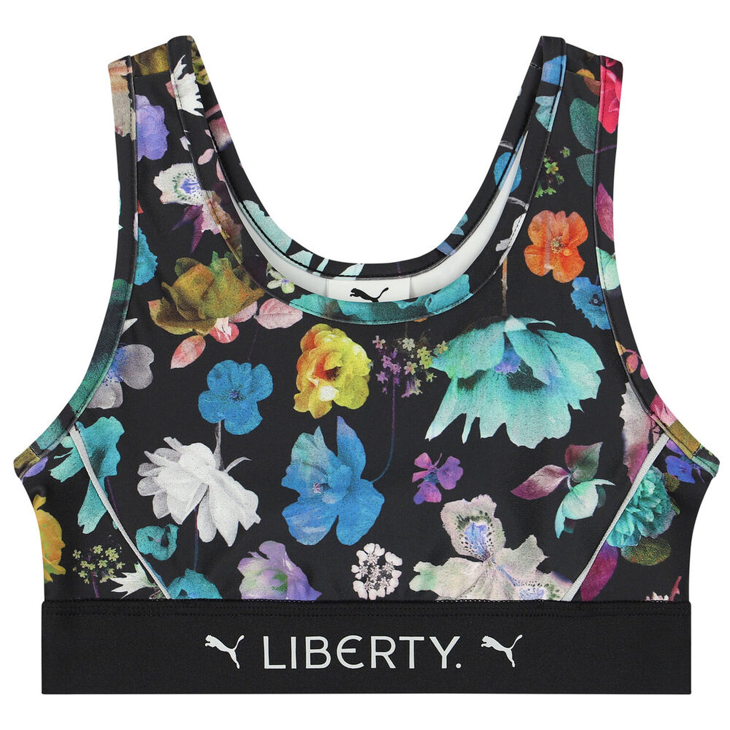 Girls Black Floral Logo Crop Top, 1, hi-res image number null