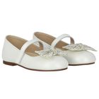 Girls Ivory Ballerina Diamante Shoes, 1, hi-res