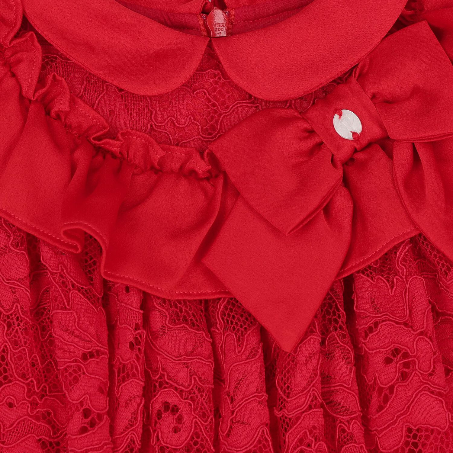 Younger Girls Girls Red Satin & Lace Ruffle Dress, 1, hi-res