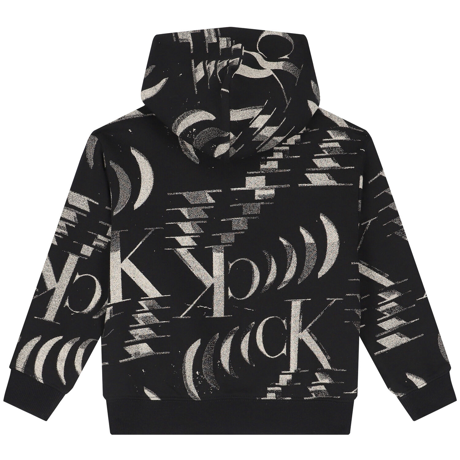 Boys Black Logo Hooded Top, 1, hi-res