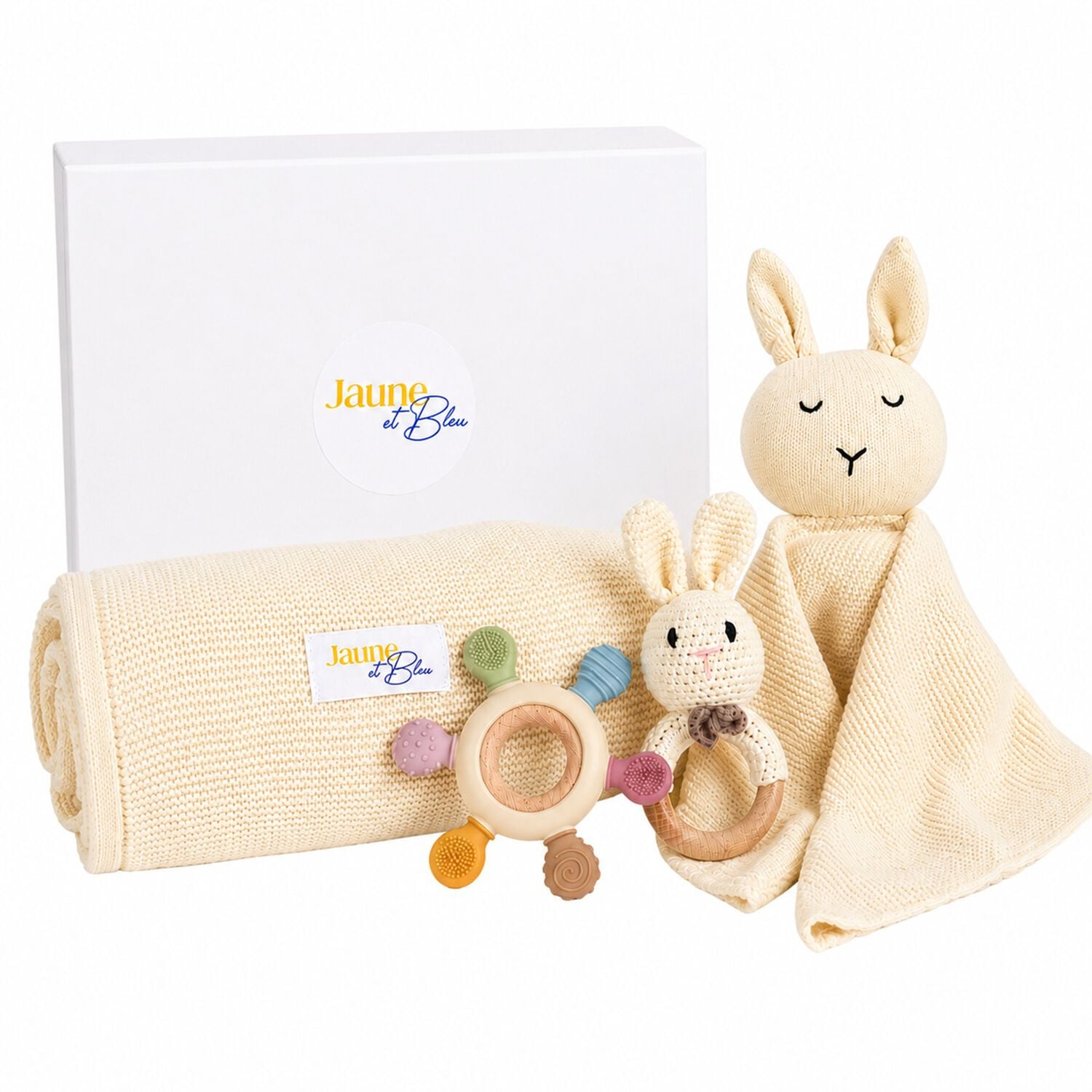 Ivory Baby Blanket & Bunny Comforter Gift Set , 3, hi-res
