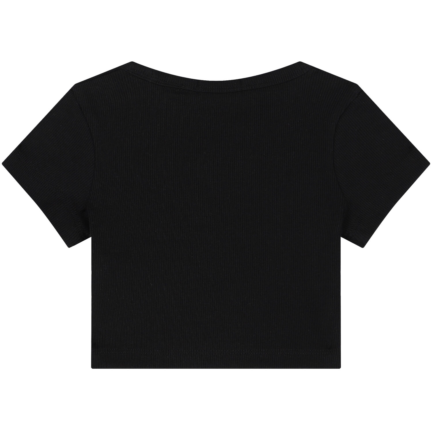 تيشيرت مضلع بالشعار باللون الاسود للبنات, 2, hi-res image number null